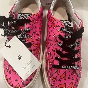 Gorgeous pink heart golden goose sneakers for teen but fits adults!!!